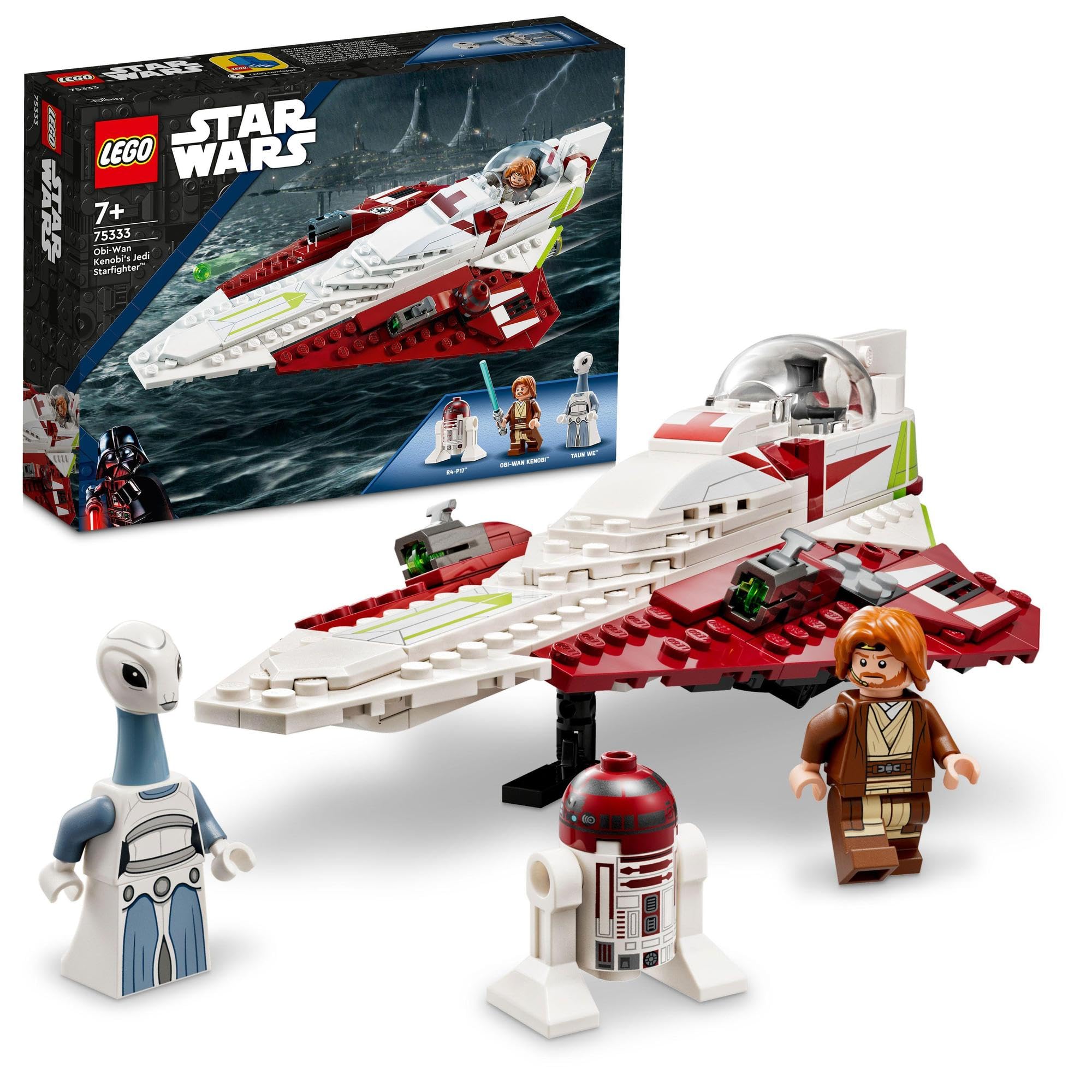 LEGO Star Wars Звёздный истребитель джедая Оби-Вана Кеноби™ 75333 Игрушка, Строительные блоки, Подарок, Космос, Мальчики, Возраст 7 лет и старше gray Omi Japan Products