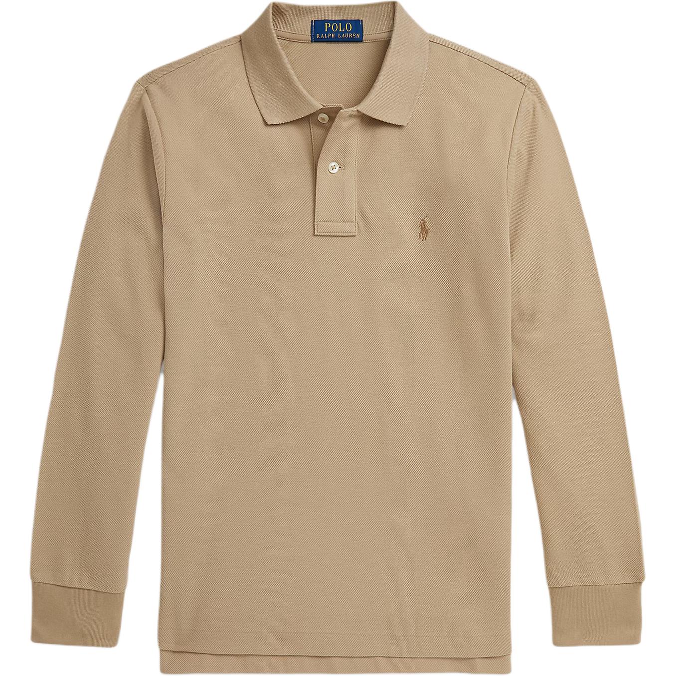 Polo Ralph Lauren Хлопковая сетка Рубашка поло с длинным рукавом Детские топы 323703634-070 XL beige