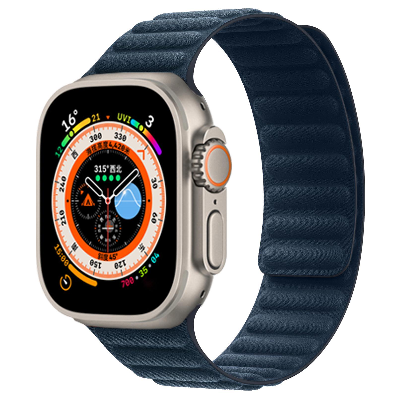 Модный тонкий тканый ремешок-петля для Apple Watch Band Ultra 2, 49 мм, 44 мм, 40 мм, 45 мм, 41 мм, магнитный браслет IWatch Series 9 8 SE 7 38mm 40mm 41mm gray Pioneering Technology
