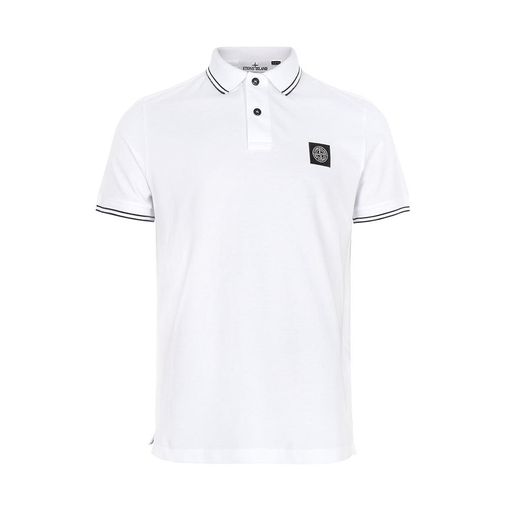 Stone Island Поло мужское с логотипом, приталенное, весна-лето 2025, топ, белое, K1S1522002-SCS0018-V1001 S white