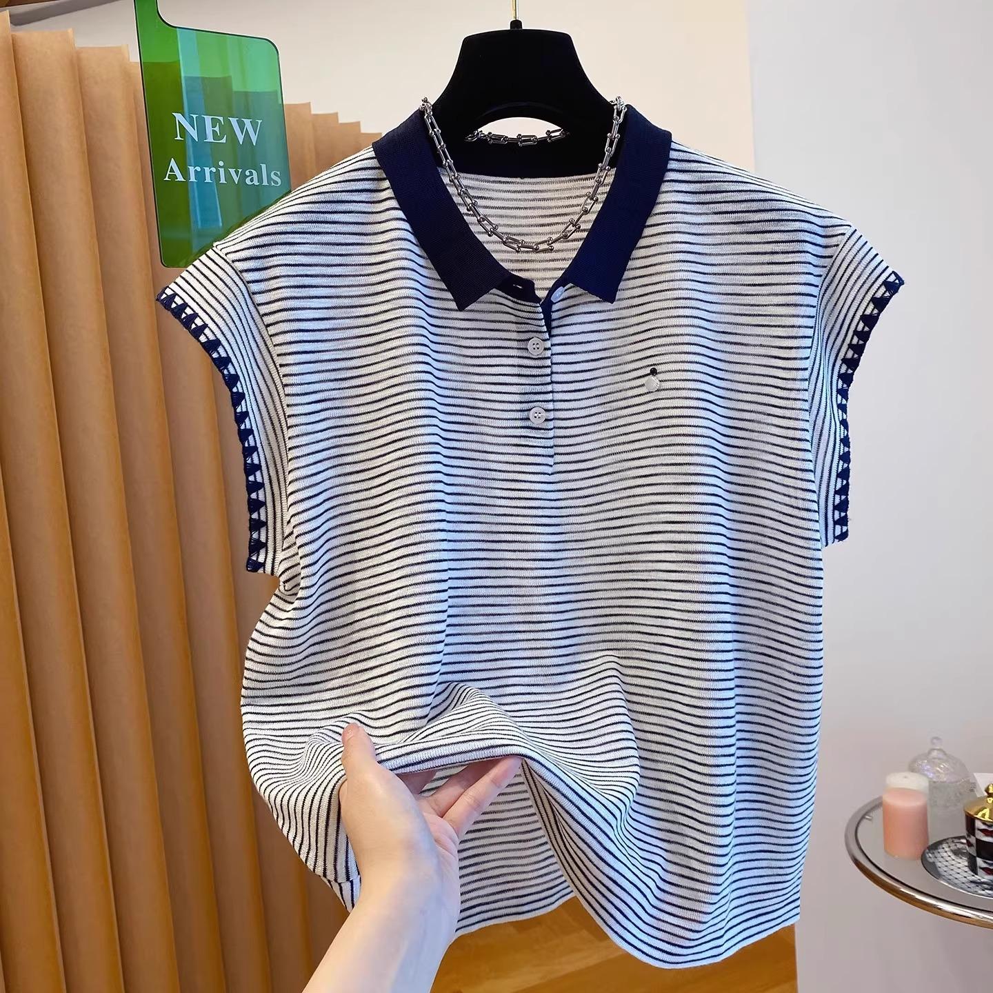 Поло в полоску Женский летний топ M белый RuiZe Garments