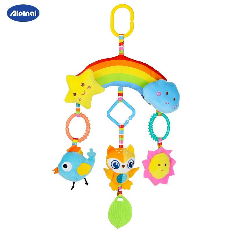 Игрушка-коляска с красочными животными и колокольчиками yellow Toys Space