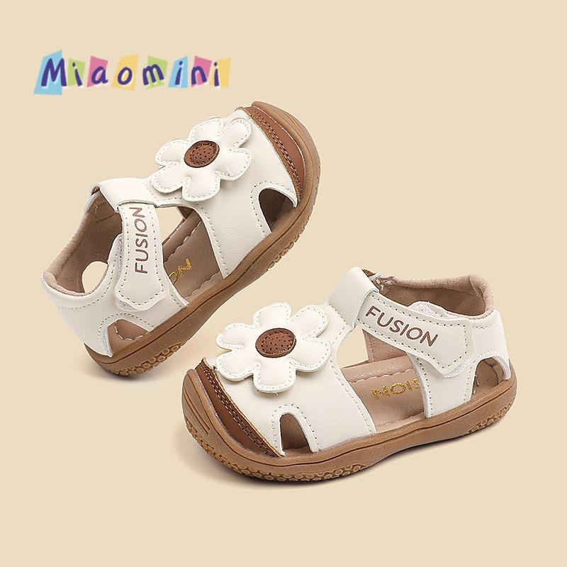 Cute Flower Closed Toe Soft Sole Anti Slip Toddler Girls Summer Learning Walking Sandals 16 белый KidWalk Shoes
