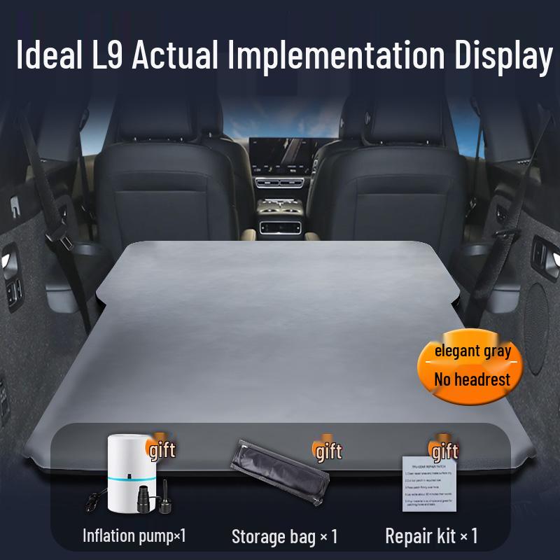 Идеальная кровать-машина L9: Надувной матрас для заднего сиденья Ideal L9 2024-2025 gray GearUp AutoMoto