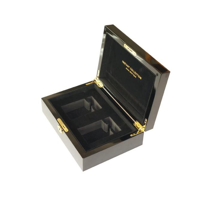 High Quality Handmade Rectangle Black Lacquered MDF Vintage Luxury Wooden Gift Box Velvet Lining Cosmetics Nail Polish High End 24*18*6 чёрный QINGLONG GOODS