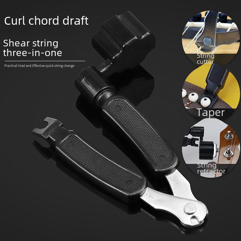 Guitar String Changing Tool Set: 3-in-1 Cutter, Winder, Pin Puller for Acoustic & Electric Guitars black OmniShop