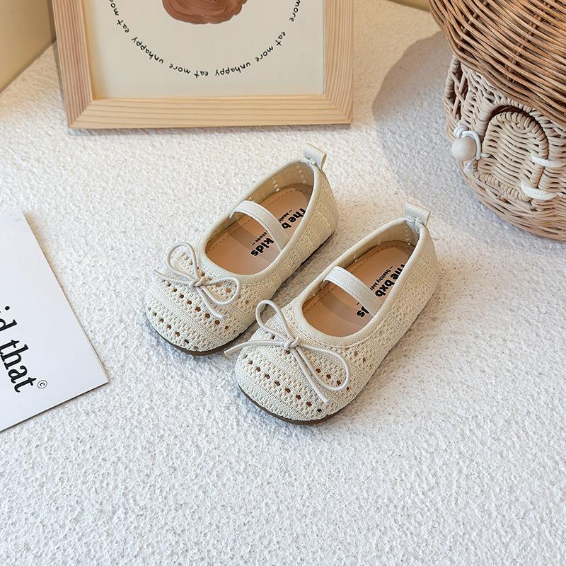 Girls  Closed-Toe Sandals New Summer Children s Bowknot Princess Shoes Breathable Woven Shoes for Girls and Toddlers 21 бежевый QIANG xie