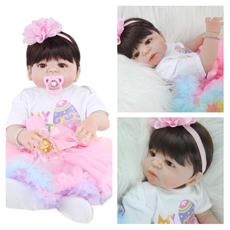 BZDOLL 55 см, полностью силиконовая кукла Reborn для девочек, игрушки, реалистичная принцесса для новорожденных Boneca, прекрасный подарок на день рождения Girl-1 white BZDOLL Reborn