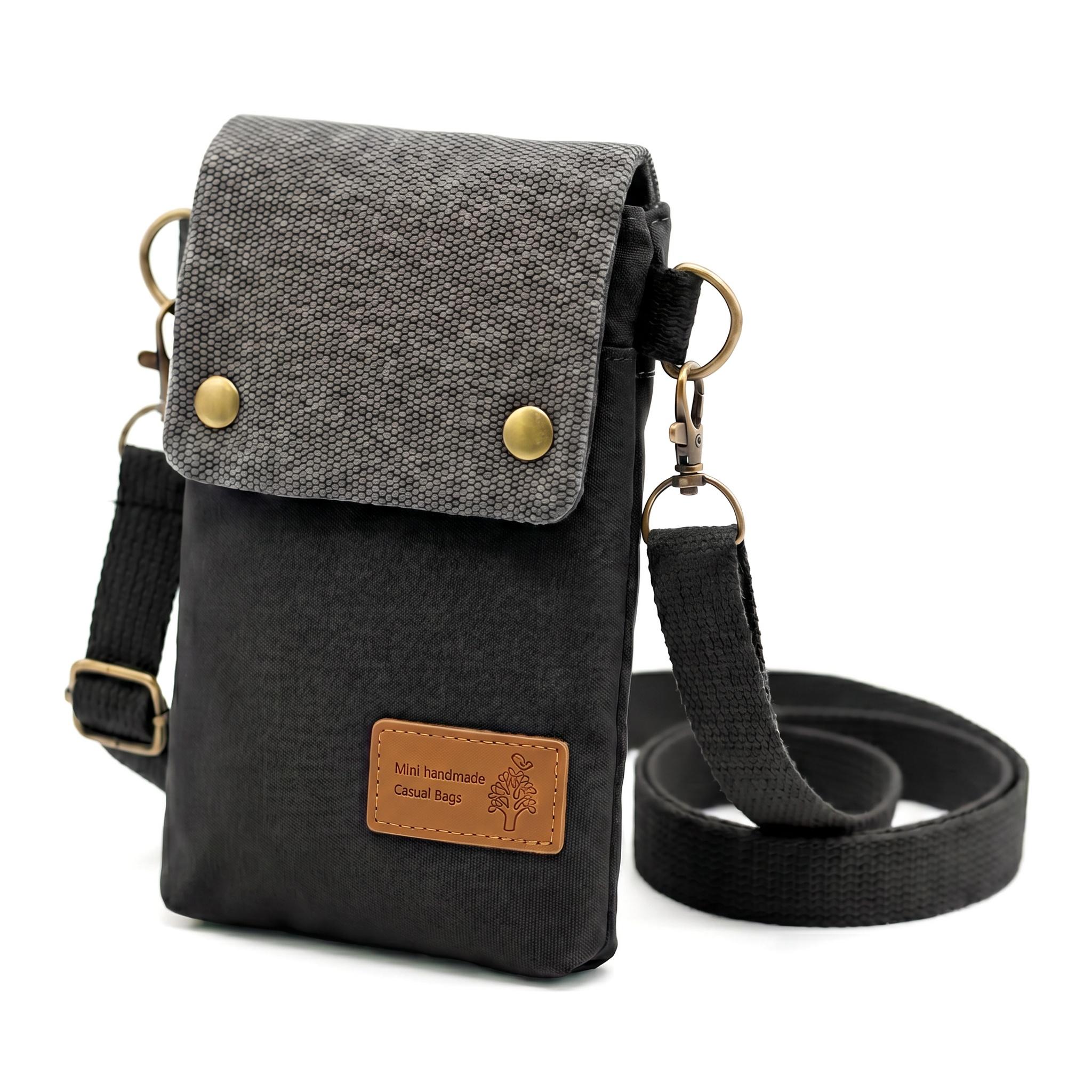 Minimalist Solid Canvas Women Crossbody Phone Purse Adjustable Strap Lightweight Cell Phone Bag Multi Pocket Daily Travel Wallet чёрный MARKET-1