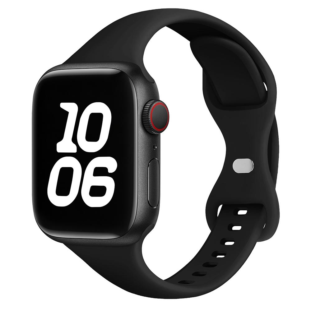 Тонкий силиконовый ремешок для Apple Watch 11 10 46 мм Ultra 3-2 49 мм серии 9-8-7 41 мм 45 мм 44 мм спортивный браслет iWatch 4 6 5 SE 3 ремешок 38 40 41 S11-42mm black PINSENDA