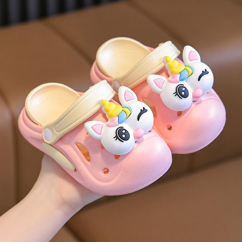 Unicorn Girl Children s Summer Sandals Cute Cartoon Princess Baby Kids Indoor Non-Slip Girls  Clogs 18-19 розовый QIANG xie