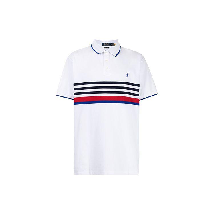 Polo Ralph Lauren Поло в полоску из хлопка с коротким рукавом Мужские топы Белый 710835029-002 XS black
