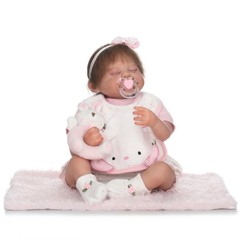 Кукла Reborn Pinky Reborn 20 дюймов 50 см, спящая девочка в полном силиконовом корпусе, детская игрушка в подарок 20Inch розовый Triple K