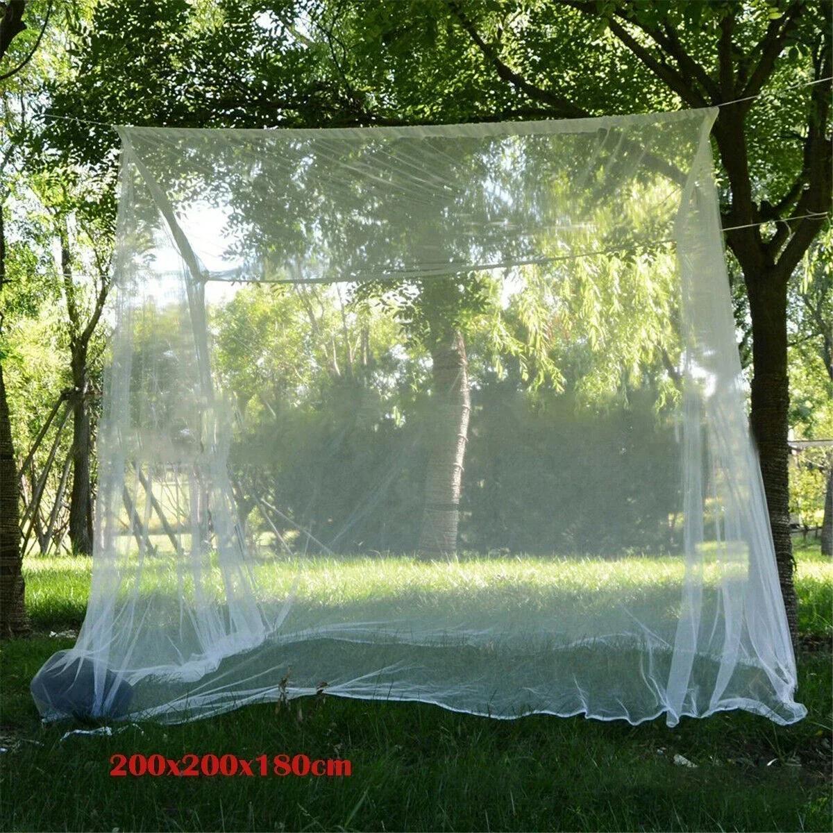 200x200x180 см Белая туристическая москитная сетка Палатка-репеллент для путешествий Внутренняя и наружная палатка от насекомых Навес с 4 стойками Подвесная кровать 200x200x180cm белый Pure Living Co.