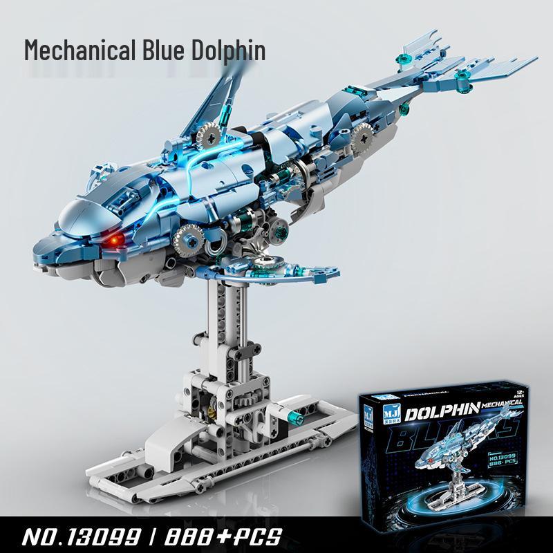 Электрические строительные блоки «Розовый дельфин»: Совместимо с Lego Technic, Модель животного повышенной сложности для мальчиков и девочек. gray Pickerr