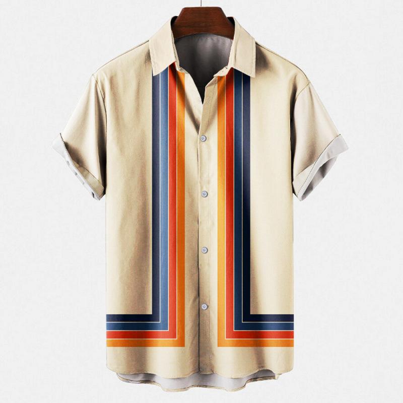 Летний новый мужской топ в полоску с принтом D мужской кардиган с лацканами S beige Sexy ladies trend market