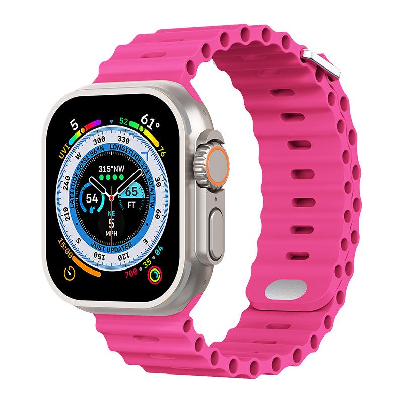 Морской ремешок для Apple Watch Ultra 3 2 Ремешок 49 мм Серия 45 мм 41 мм 46 мм 42 мм 40 44 мм Силиконовый ремешок для часов iWatch 11 10 9 8 7 6 5 SE2 for Ultra 3-2-1 49mm black Watvise