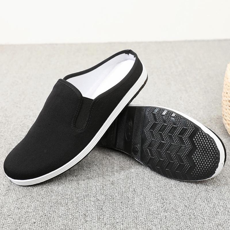 Мужские летние дышащие мягкие домашние тапочки на низком каблуке size 44 black Top Men Wardrobe