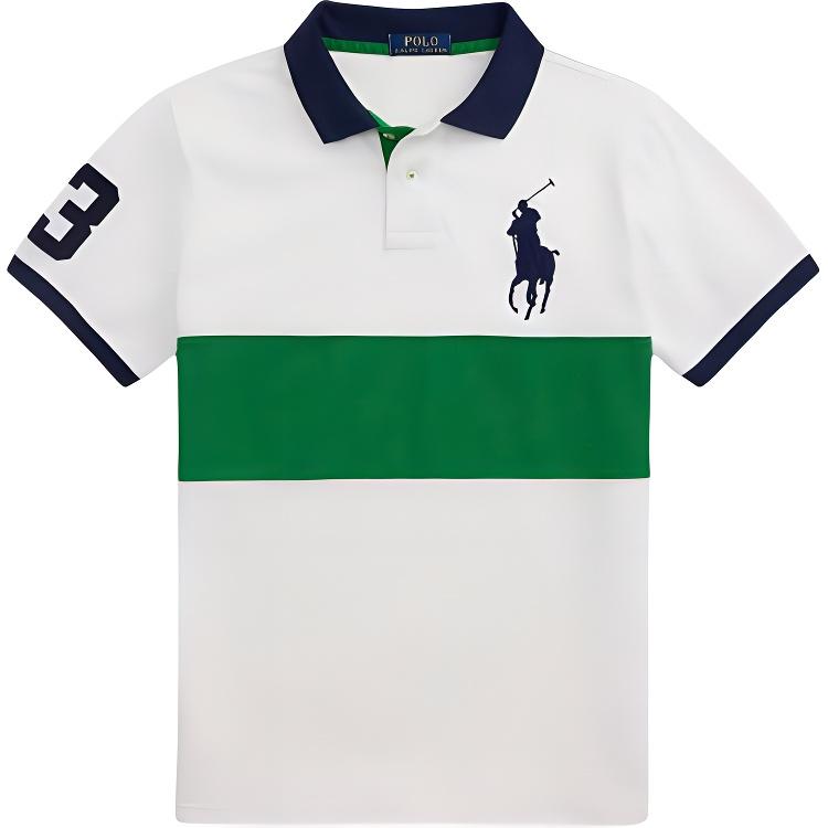 Polo Ralph Lauren Поло в полоску с логотипом, приталенное, мужское, топы, зеленый 710969619-001 XS gray