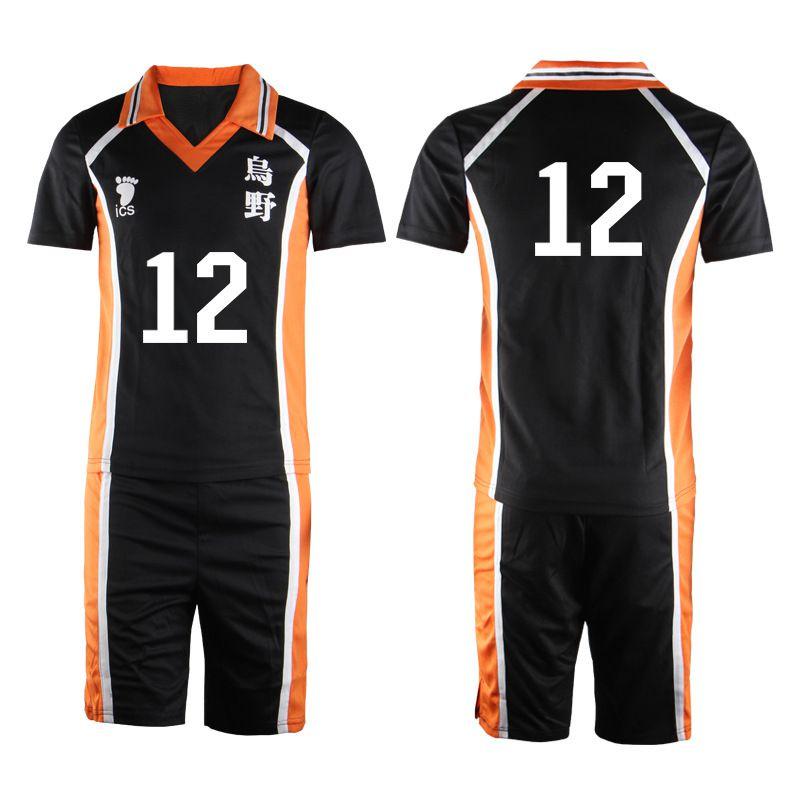Haikyuu Старшая школа Карасуно Школьная форма Спортивный костюм Джерси Костюмы Косплей 12,M black RusticLoom