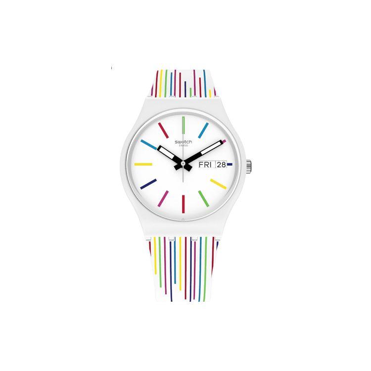Swatch White Samba Waterproof Quartz Watch Unisex Watches GW712 White white