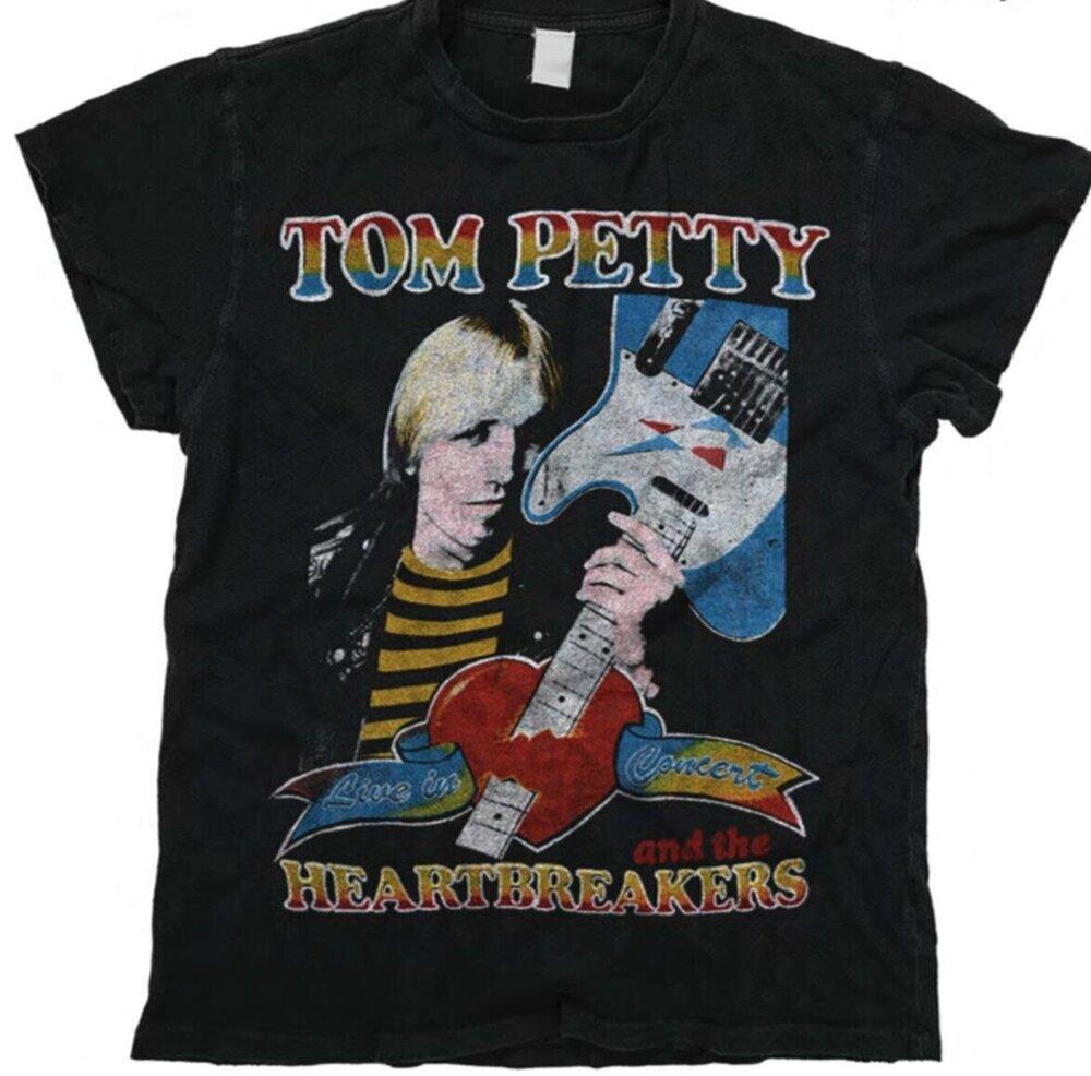 Tom Petty - The Heartbreakers Guitar Black All Size Gift Men s Tee FA1322 XXXL gray chengsheng