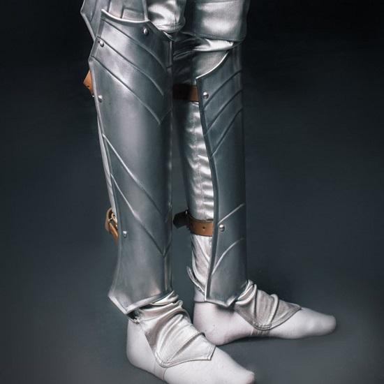 LARP Steel Protector - Fantasy Leg Armor Steel Nymph - Lady Warrior Steel Greaves - Pair - LARP Fantasy PROTE gray ROYAL HANDICRAFT