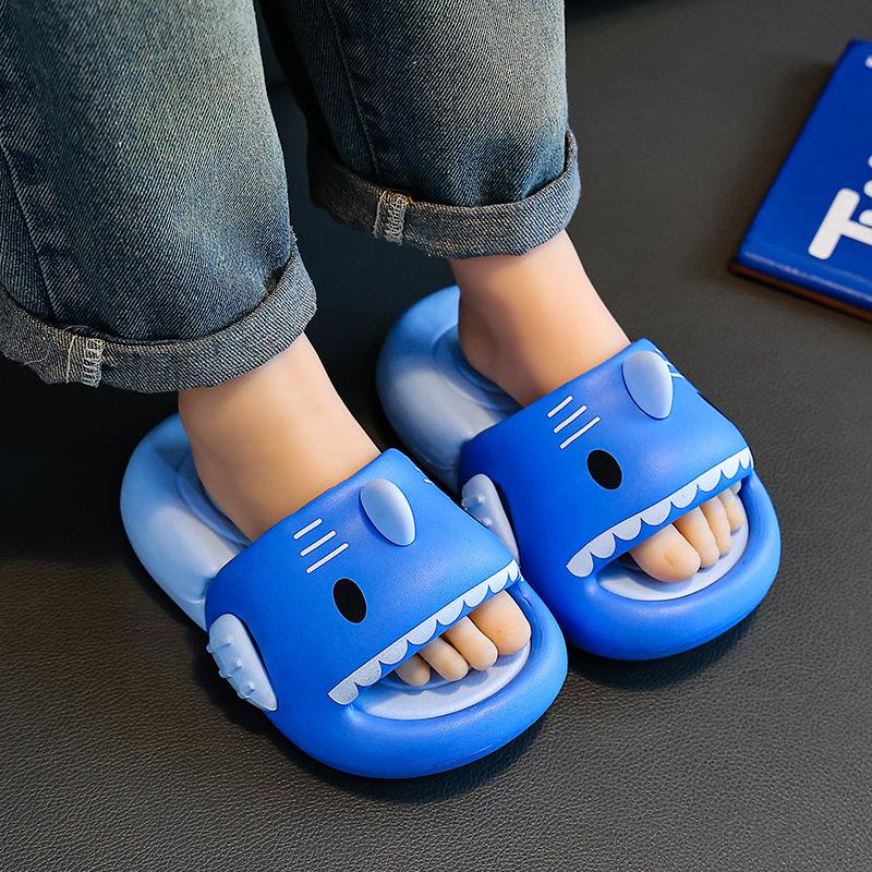 2026 New EVA Children Slides Summer Non Slip Bathroom Household Parent Child Casual Slippers for Boys 24-25 blue QINGLONG GOODS