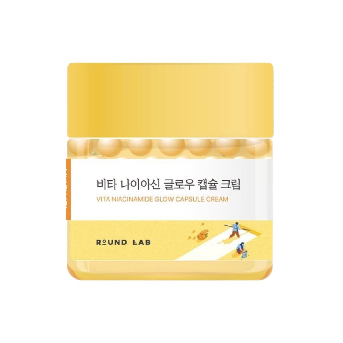 ROUND LAB Vita Niacin Glow Капсульный крем для лица 50 мл - Осветляющий увлажняющий крем с витаминными капсулами для мгновенного сияния и ухода за пигментными пятнами yellow