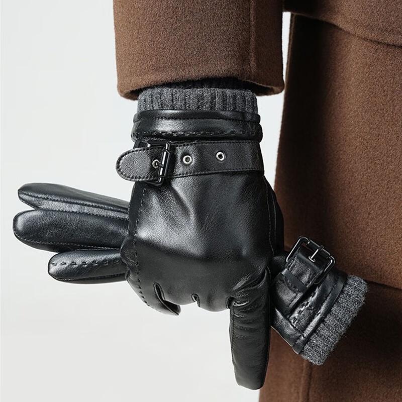 Мужские зимние велосипедные перчатки из овчины JIUMU One Size black