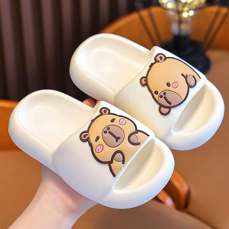 Capybara Kids Slippers Summer Non Slip Soft Sole Parent Child Indoor Bathroom Bath Sandals For Boys Girls 24—25—155mm белый Ruidi bb