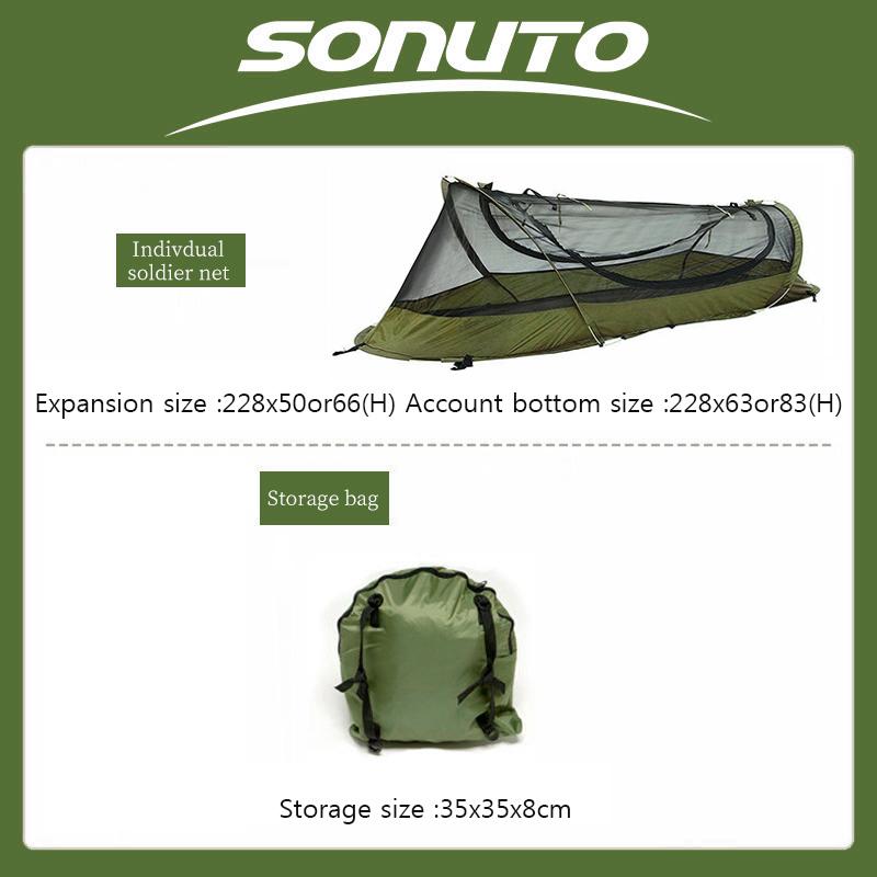 Sonuto-палатка для кемпинга для одного человека, легкая нейлоновая палатка, тактическое укрытие с противомоскитной сеткой, водонепроницаемое поле для защиты от комаров розовый Comfort Homeware