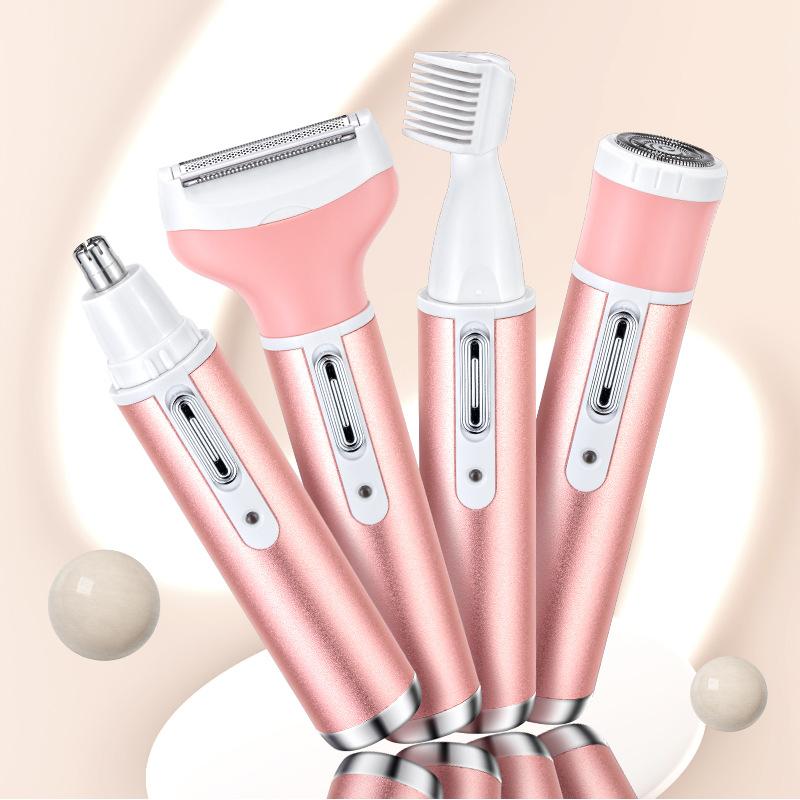 4 в 1 электрическая бритва для женщин, безболезненный эпилятор для усов, триммер для ног, бикини, тела, эпилятор для женщин, эпилятор для лица, удаление волос розовый Darling Women Boutique