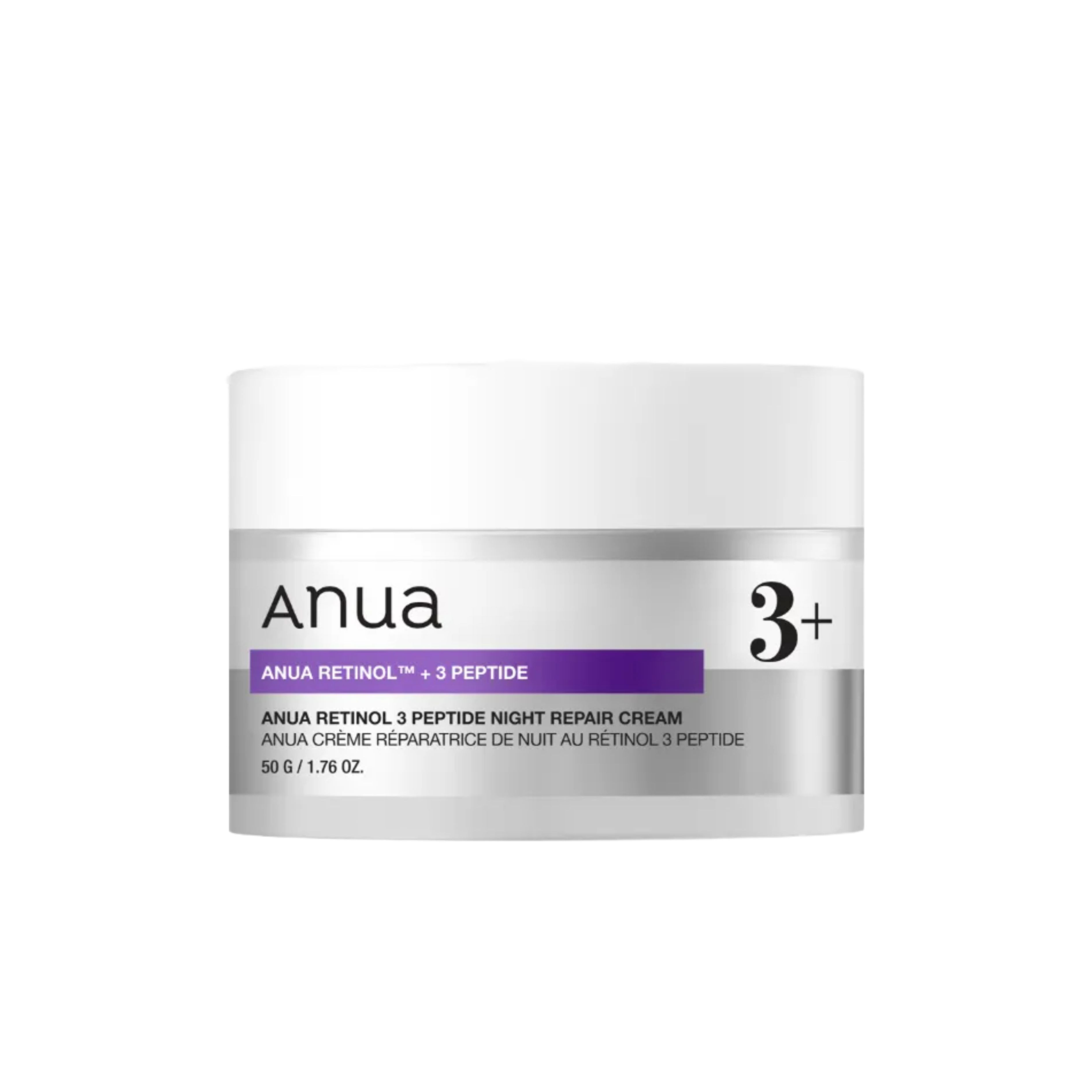 Anua Retinol 3 Peptide Night Repair Cream Firming & Moisturizing Face Cream 50g white